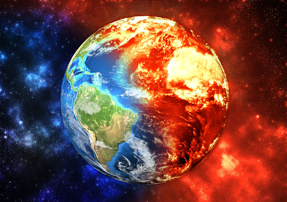 Planet Earth burning, global warming concept Walter L. McLeod